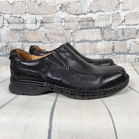 Clark's Unstructured Leather Slip On Loafers Black Size 10M - Picture 4 of 15